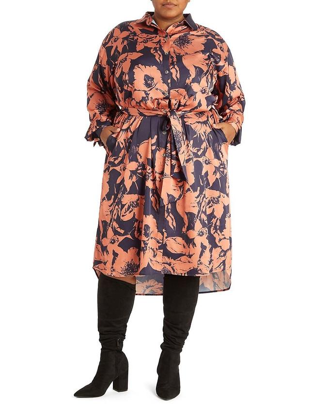 Pari Passu Tammy Reiss Print Long Sleeve Satin Midi Shirtdress Product Image