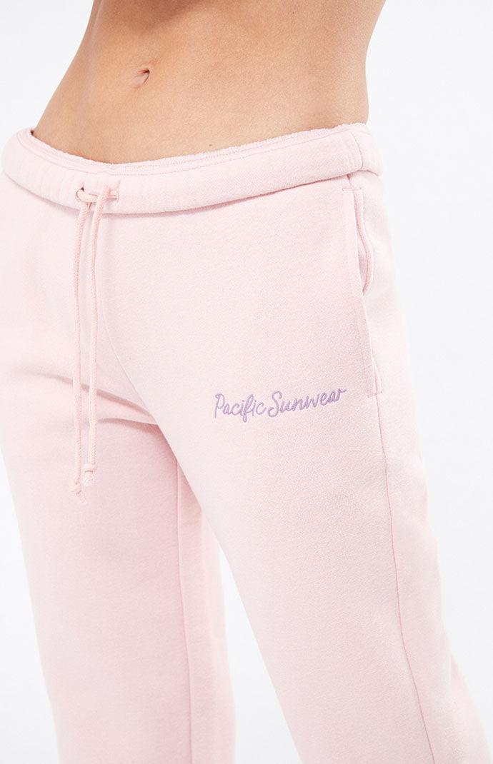 Pacsun script slogan wide leg sweatpants in silver pink - part of a set Product Image