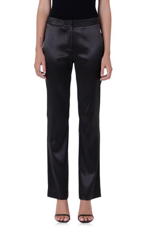 Endless Rose Mid Rise Flared Satin Trousers Product Image