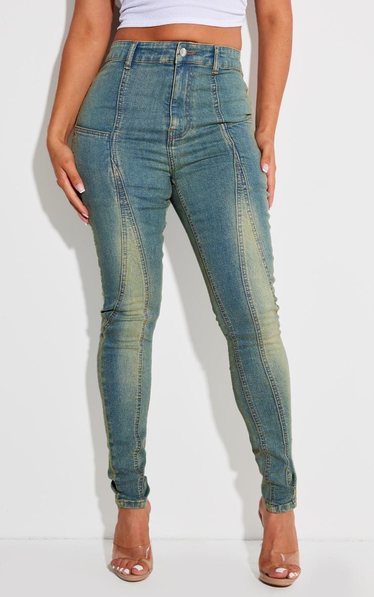 Shape Indigo Blue Wash Panel Detail Skinny Jeans Product Image