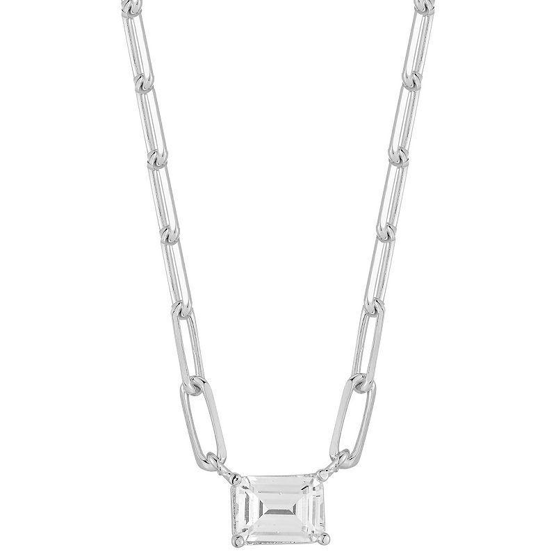 Sunkissed Sterling Cubic Zirconia Pendant Necklace, Womens Silver Tone Product Image