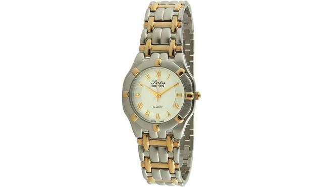 Swiss Edition Mens Two-Tone Gold Plated Bracelet Watch Product Image