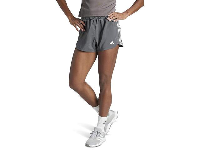 adidas Pacer Training 3-Stripes Woven High-Rise Shorts (Grey/White) Women's Clothing Product Image