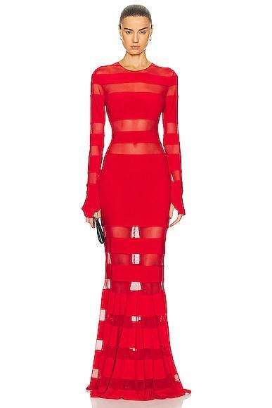 Norma Kamali Spliced Dress Fishtail Gown in Red Product Image