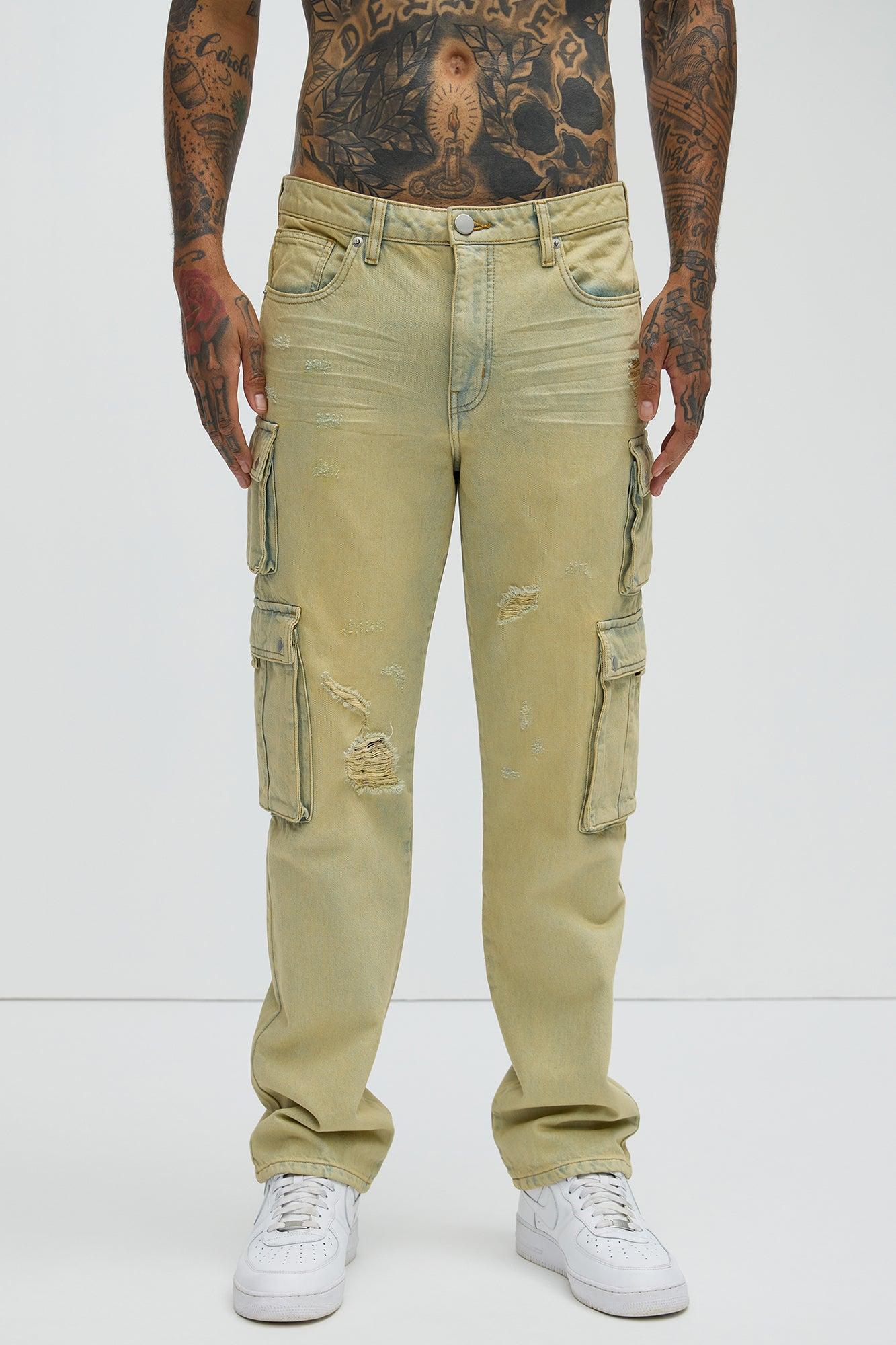 Keenan Vintage Wash Cargo Straight Jeans - Light Blue Wash Product Image