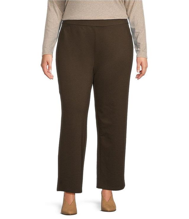 Eileen Fisher Plus Size Washable Flex Ponte Double Knit Straight Leg Pull-On Pants Product Image