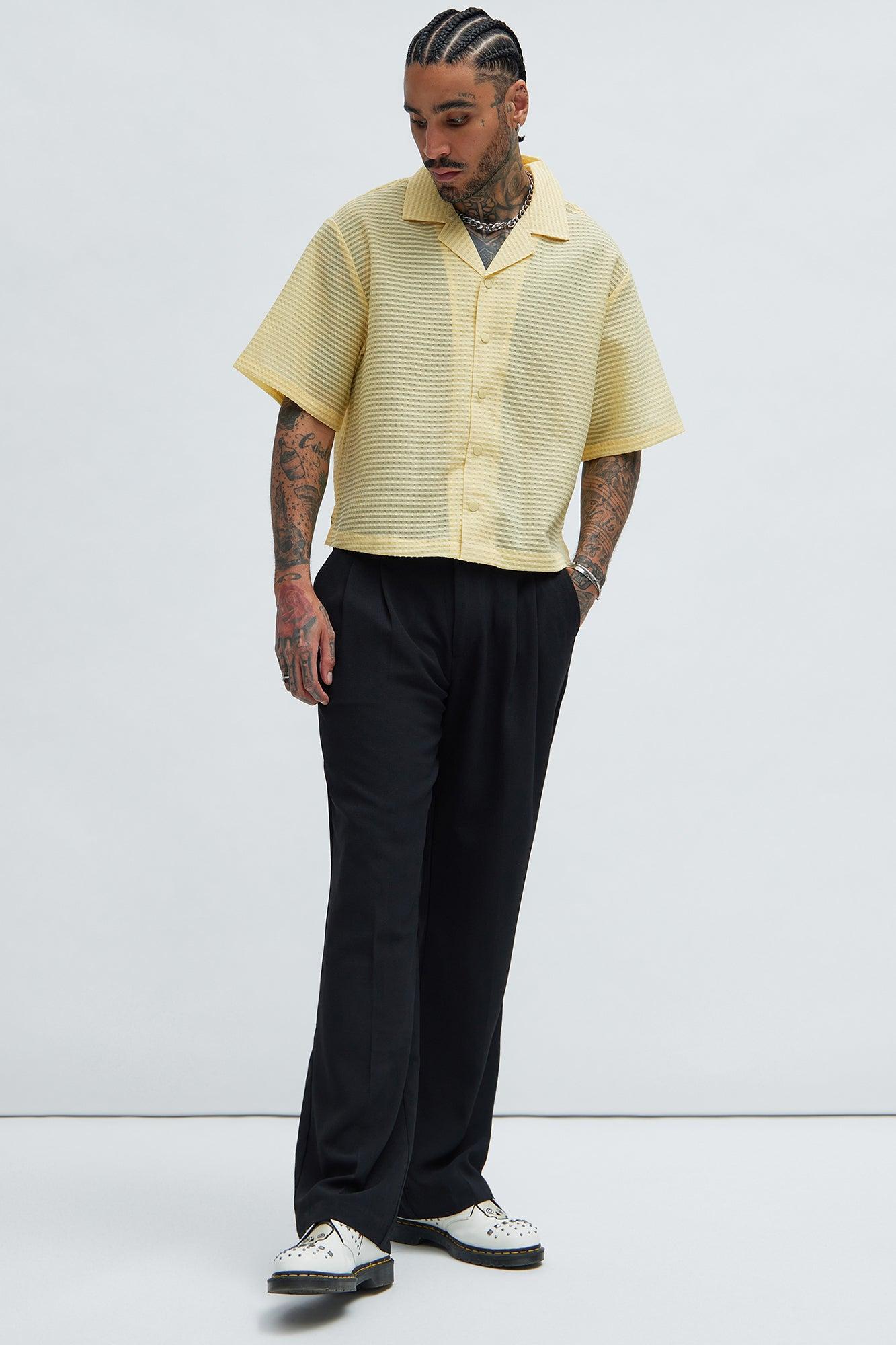 Michael Textured Cropped Shirt - Yellow Product Image