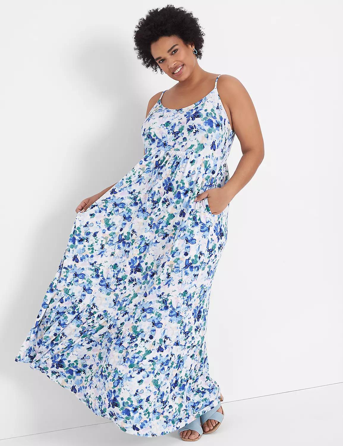 Cami V-Neck Tiered Maxi Dress Product Image