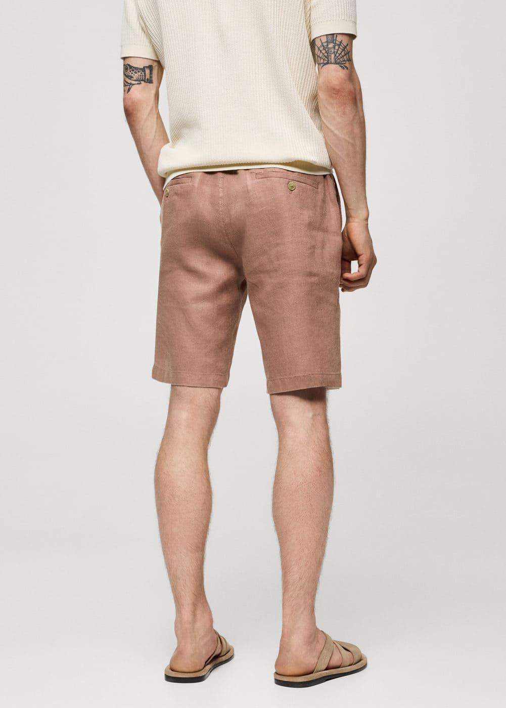 MANGO MAN - 100% linen bermuda shorts with drawstring salmonMen Product Image