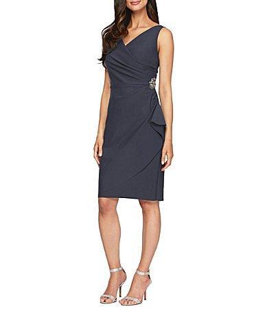 Alex Evenings Side Pleat Sheath Cocktail Dress Product Image