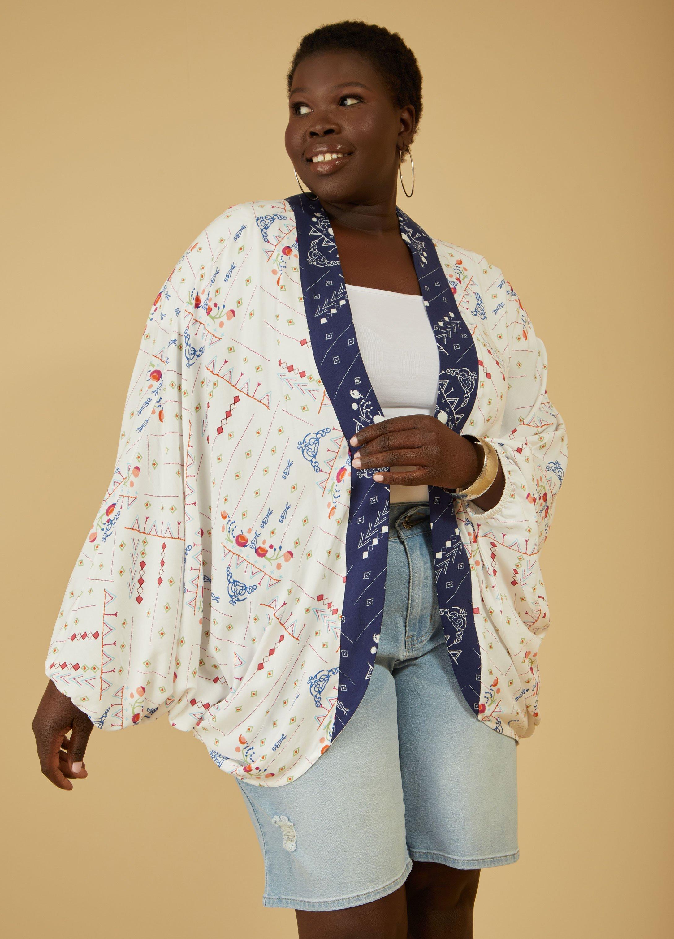 Plus Size Printed Woven Kimono Ashley Stewart Product Image