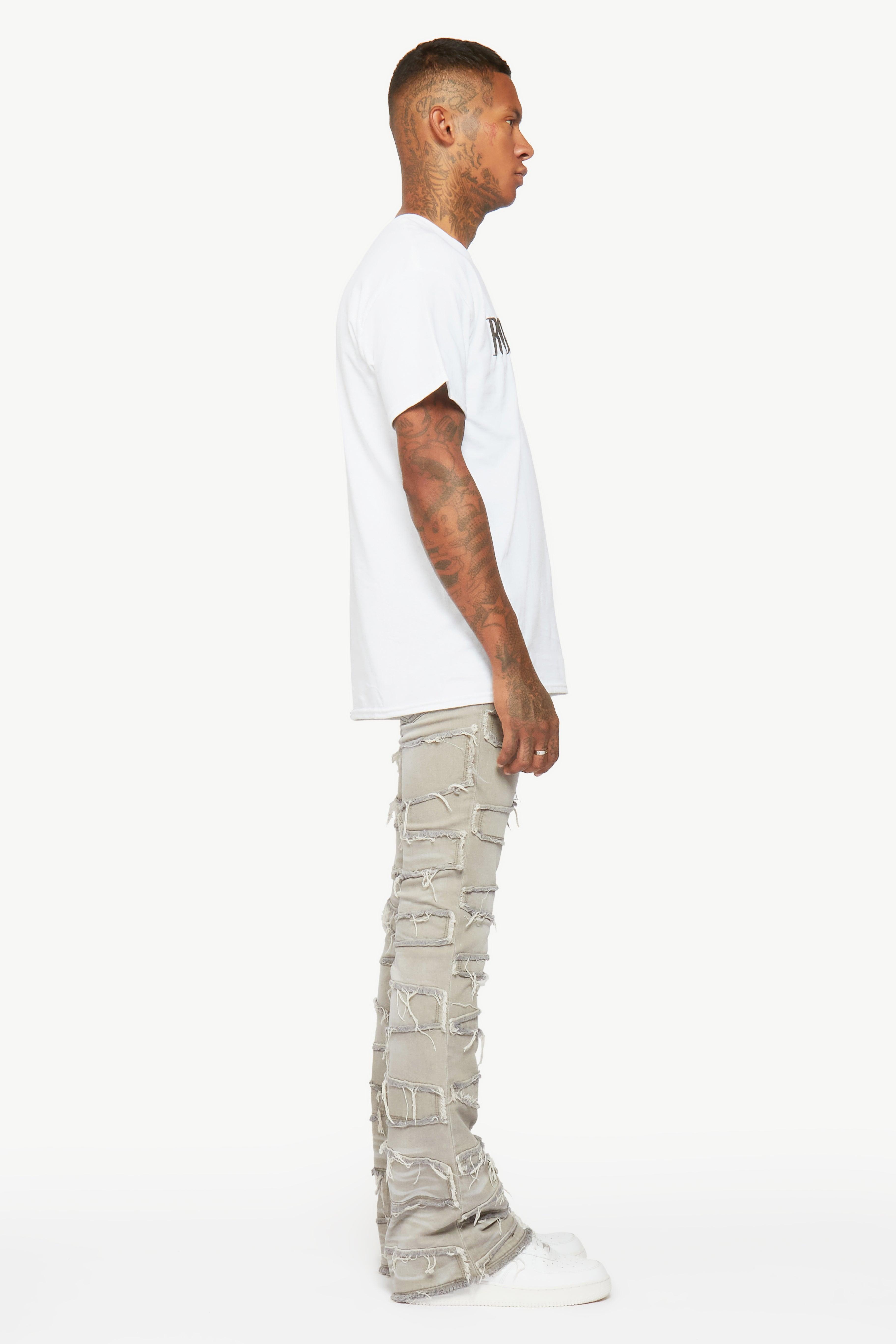 Shake Grey Stacked Flare Jean Male Product Image