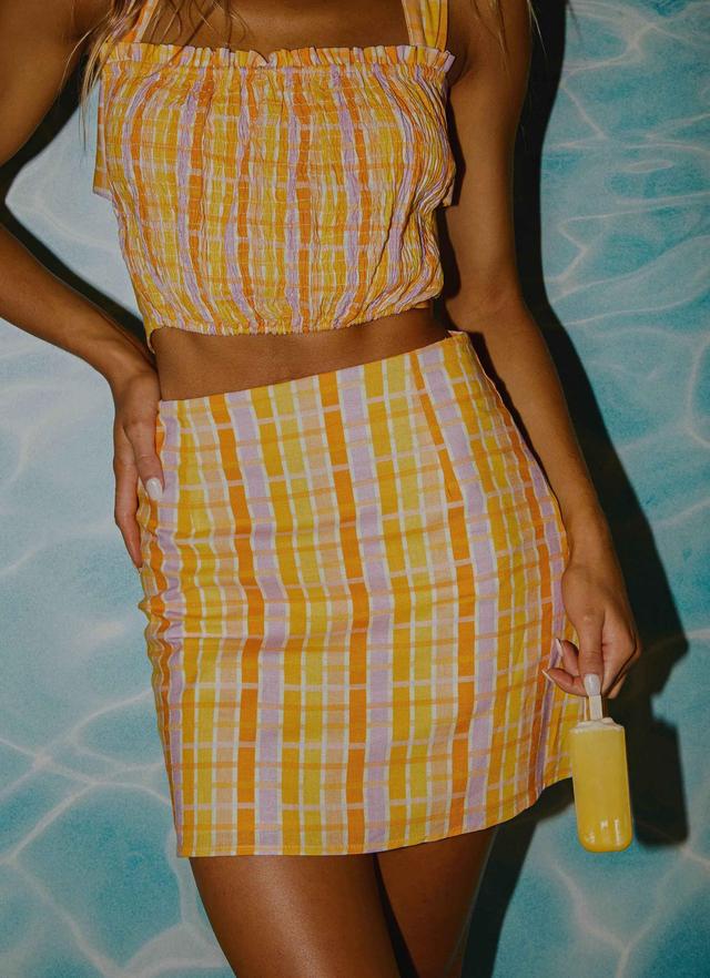 From The Beach Linen Mini Skirt - Splice Check Product Image