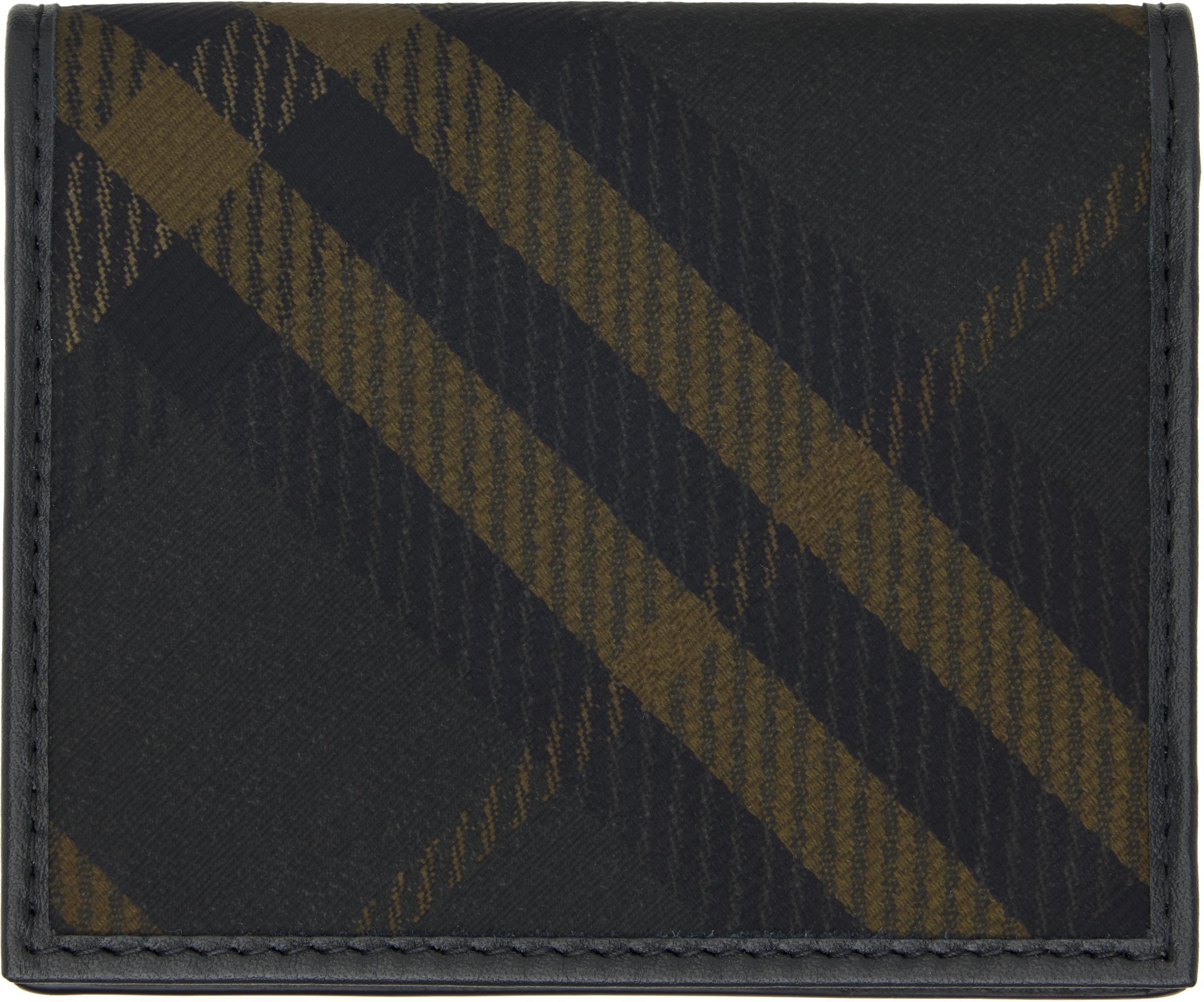 BURBERRY Khaki Check Coin Card Holder In Shadow Product Image