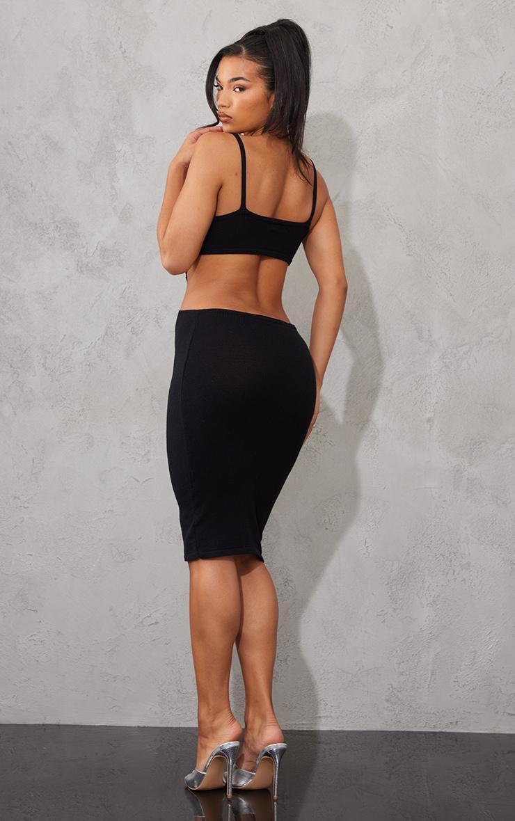 Black Extreme Cut Out Knitted Midi Dress Product Image