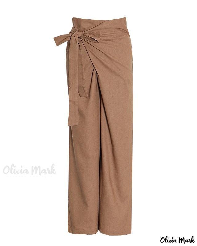 Olivia Mark – Elegant Wide-Leg High-Waisted Casual Pants with Chic Bow Detail product image