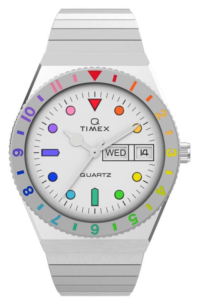 TIMEX ® Q Rainbow Expansion Bracelet Watch, 36mm In Silver Product Image