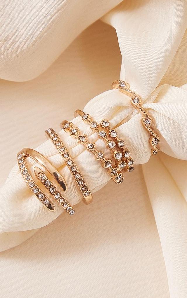 Gold Paved Ring Set 5 Pack Product Image