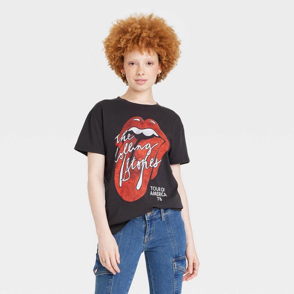 Women's Classic The Rolling Stones Short Sleeve Graphic T-Shirt - Black M Product Image