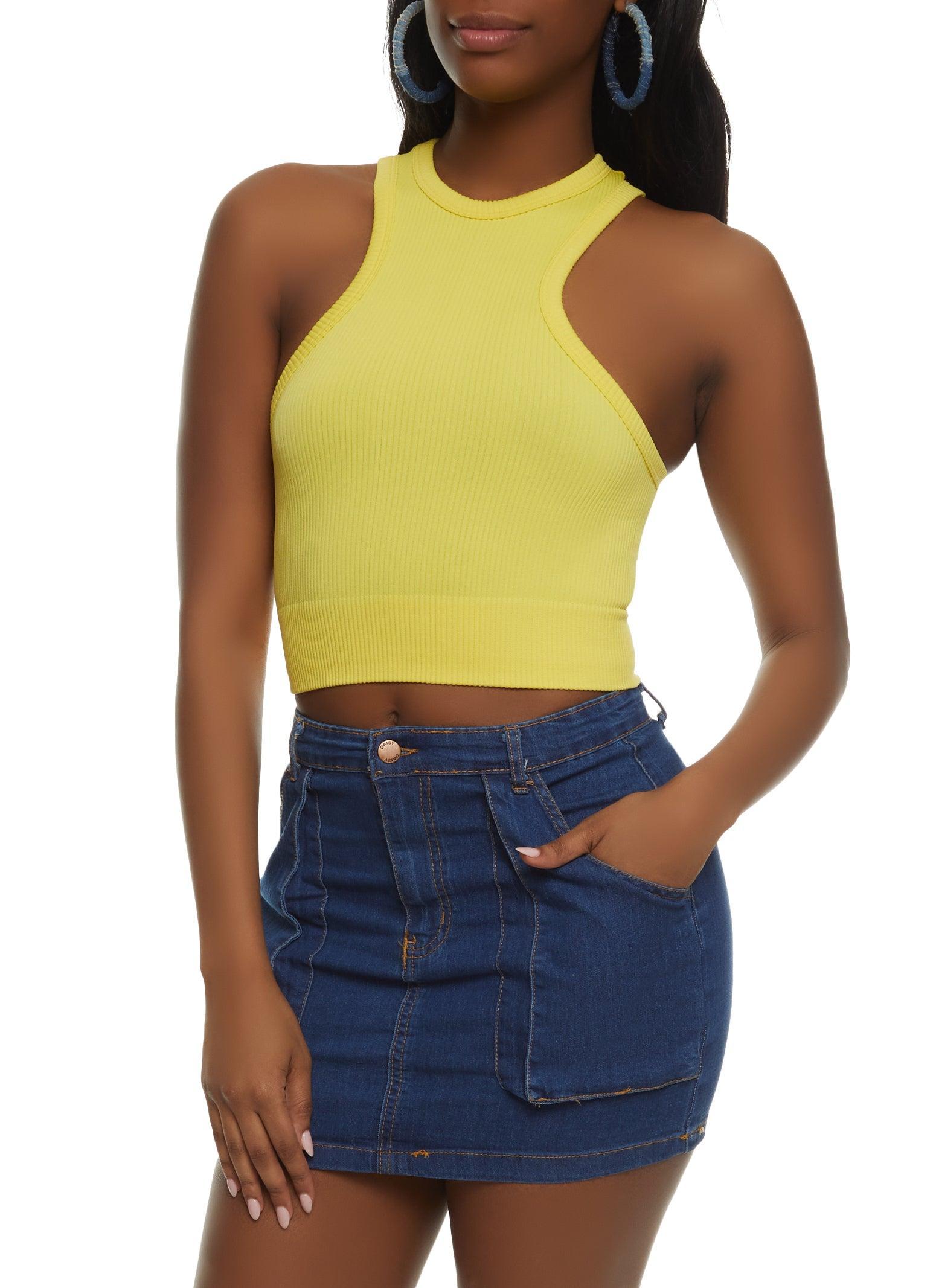 Womens Rib Knit Seamless Cropped Tank Top Product Image