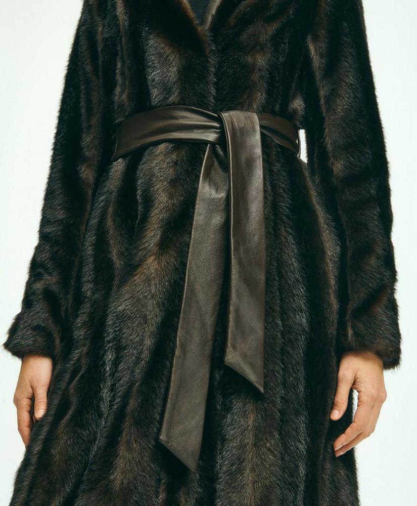 Faux Fur Belted Mock Neck Coat Product Image