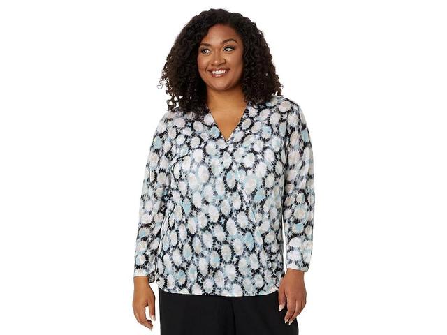 NIC+ZOE Plus Size Sand Dollar 4-Way Cardigan (Aqua Multi) Women's Sweater Product Image