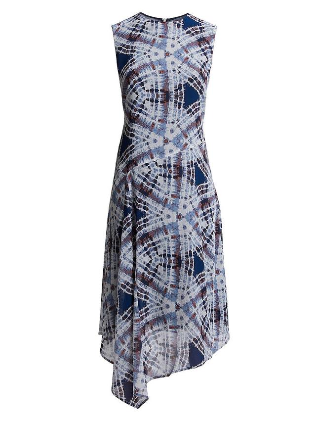 Cecilia Asymmetric Abstract-Print Midi Dress Product Image