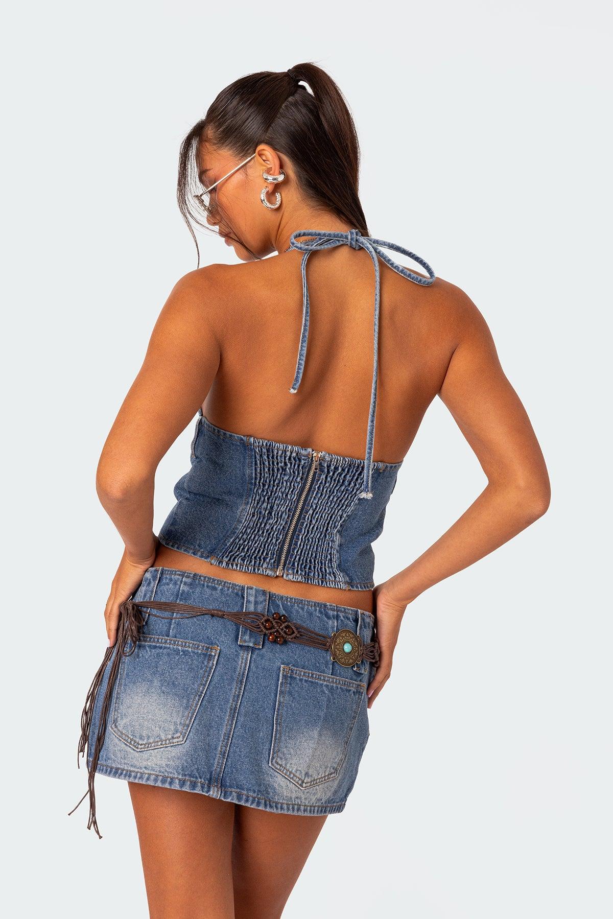 Wanona Denim Halter Top Product Image