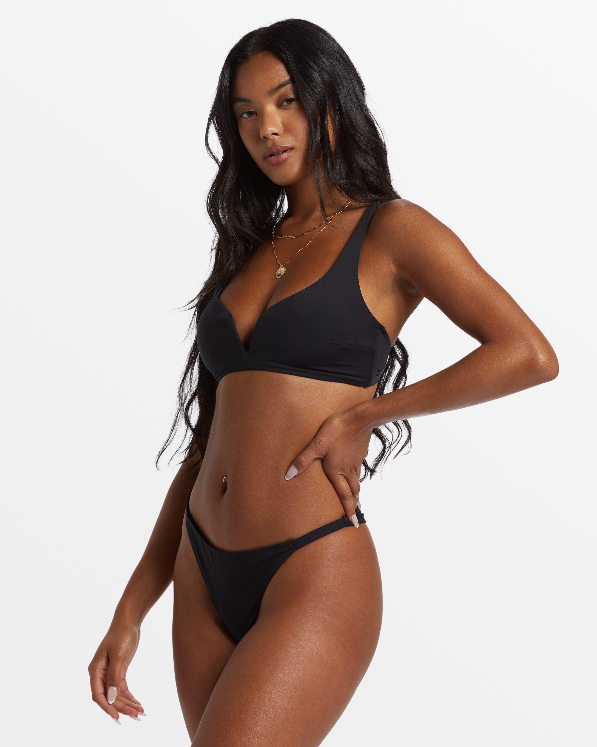 Sol Searcher Dion Plunge Bikini Top - Black Pebble Female Product Image