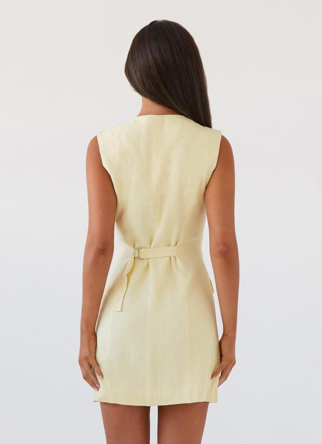 Castello Fiore Linen Mini Dress - Lemon Product Image