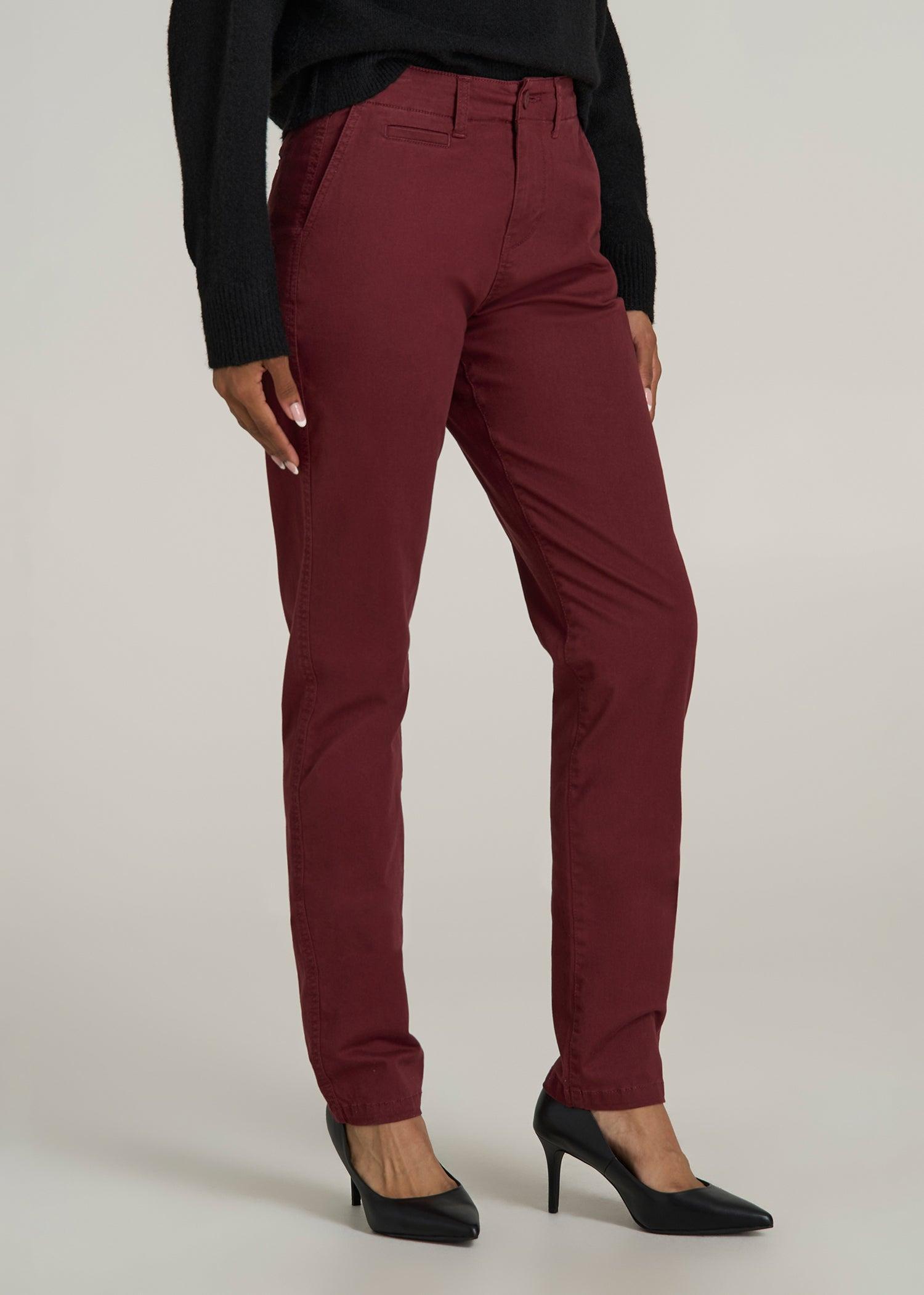 High Rise Tapered Chino Pants for Tall Women in Red Ochre Product Image