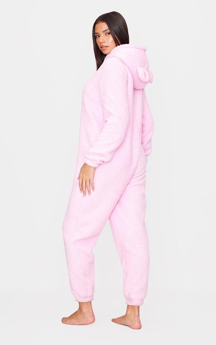 Pink Hooded Fleece Onesie Product Image