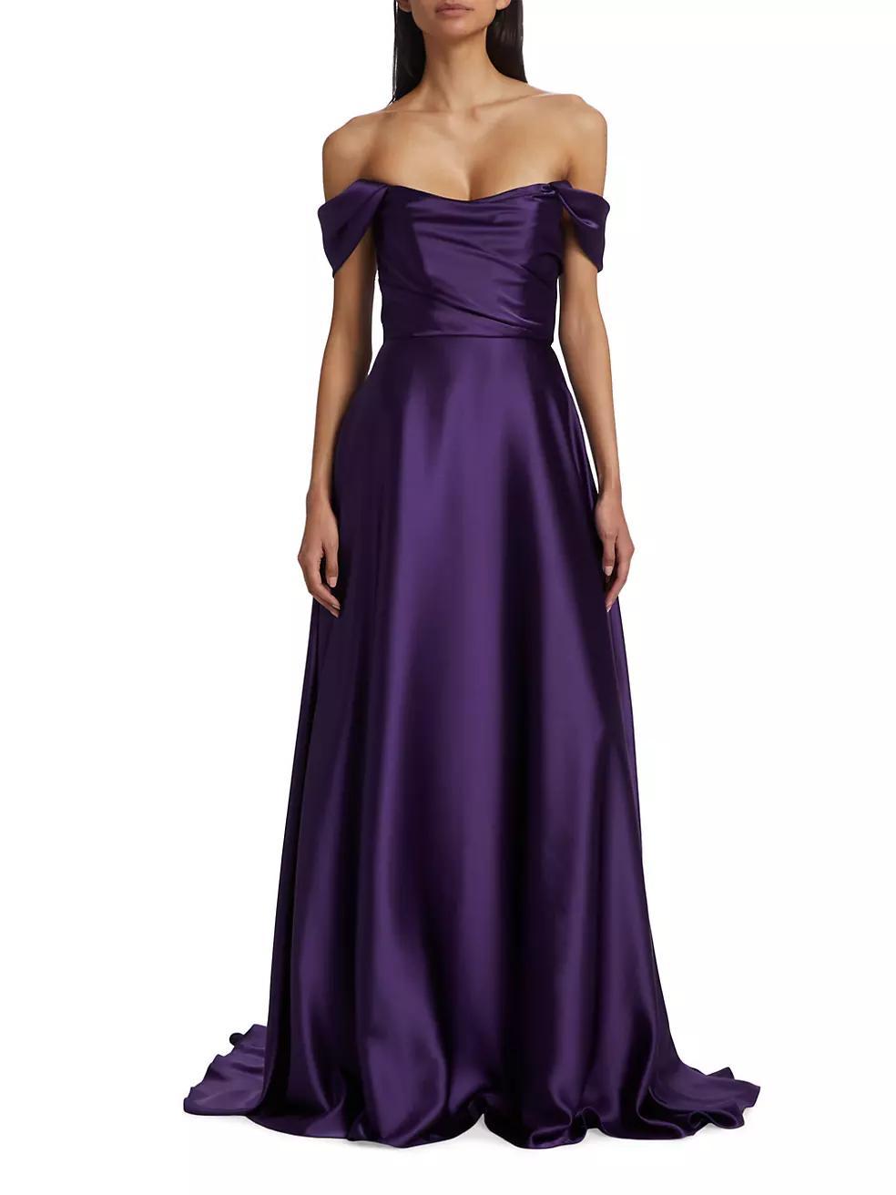 Satin Off-The-Shoulder Gown Product Image