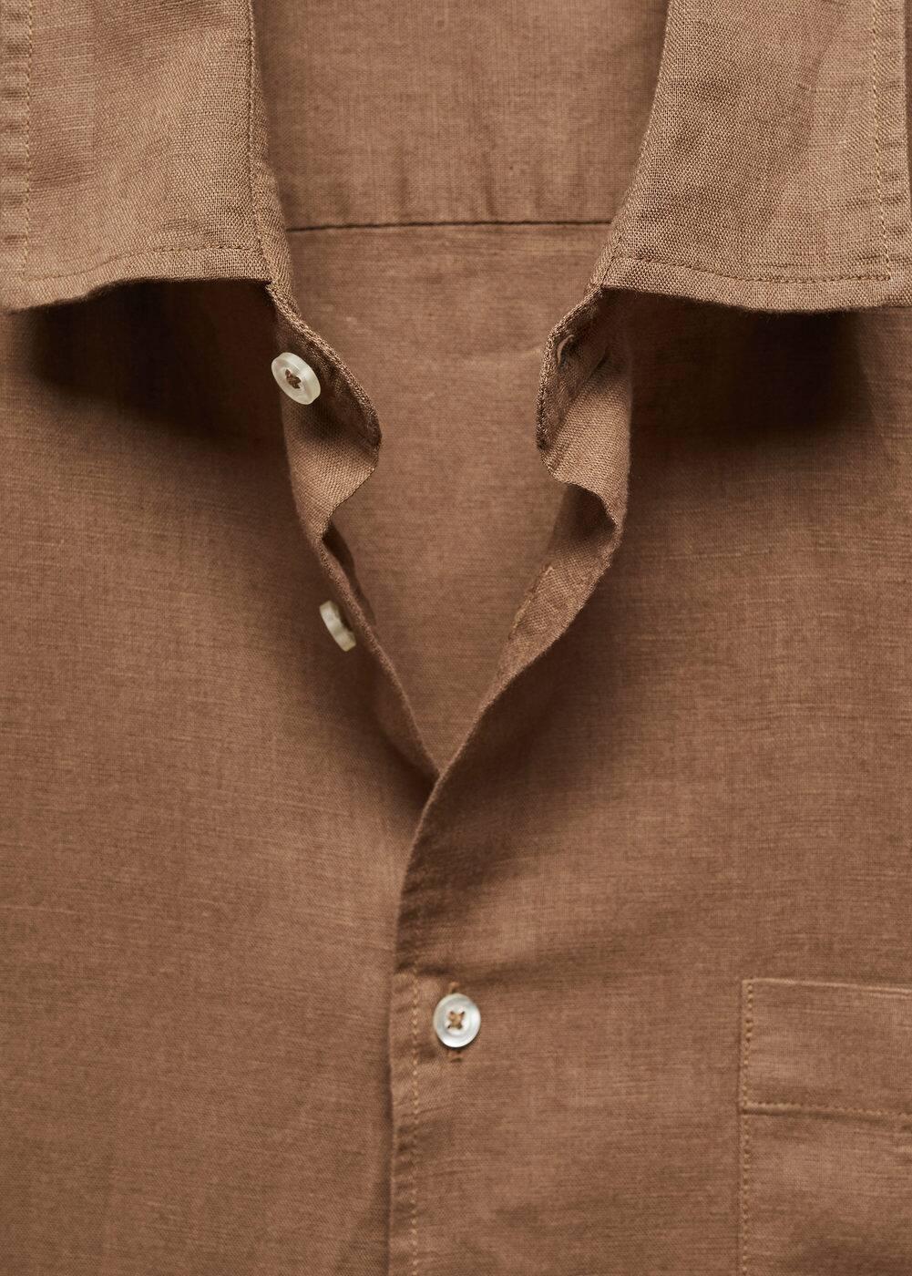 Mango Mens Regular-Fit Linen Short-Sleeved Shirt Product Image