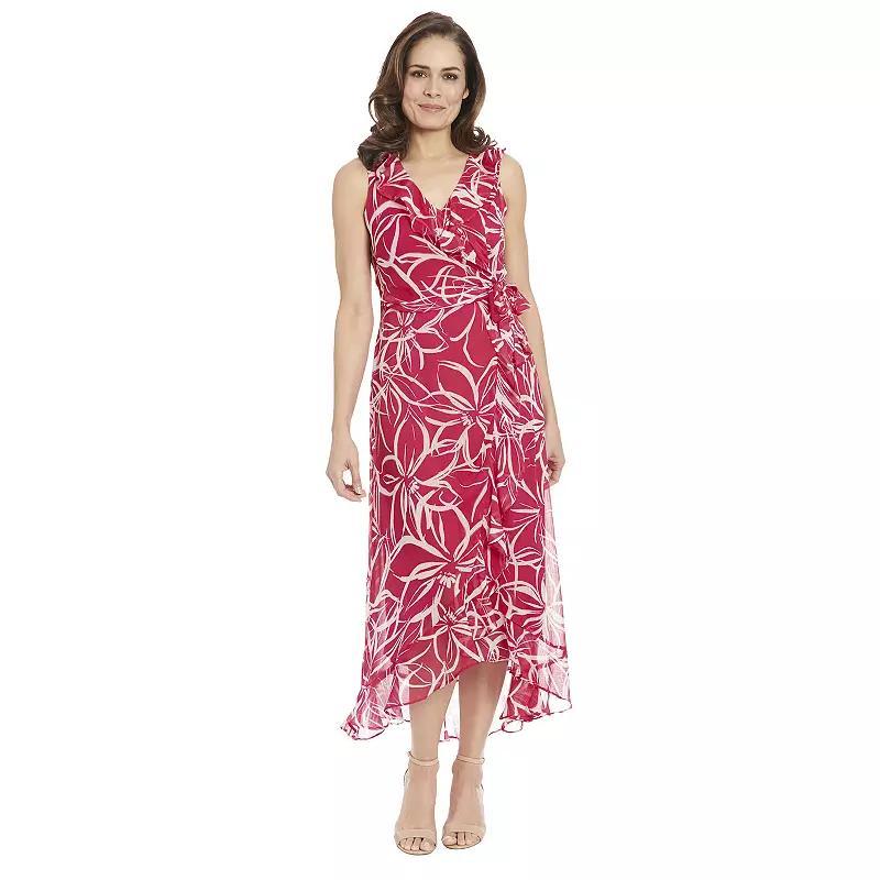 Petite London Times Floral Wrap Ruffle Hem Maxi Dress, Womens Product Image