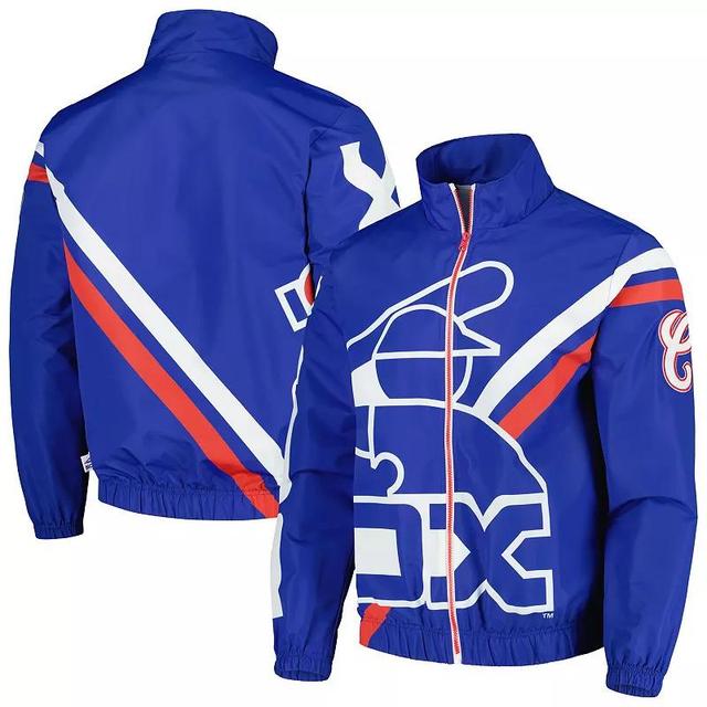 Mens Mitchell & Ness Royal Chicago White Sox Exploded Logo Warm Up Full-Zip Jacket Product Image