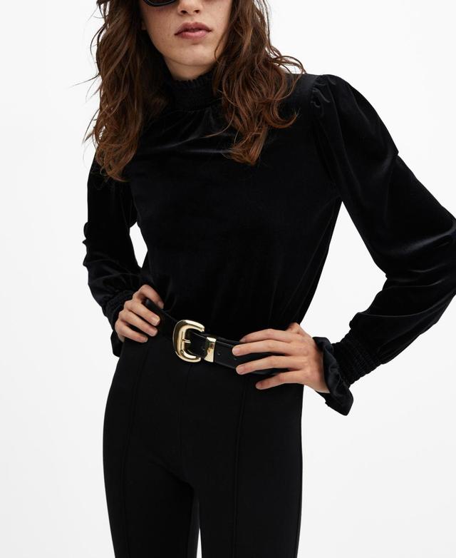 Mango Womens Velvet Blouse Product Image