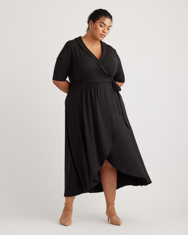 Tencel Jersey Midi Wrap Dress - Plus Size Product Image