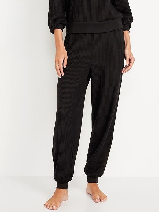 High-Waisted Waffle Lounge Joggers Product Image