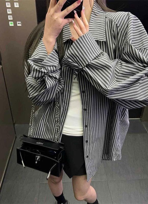 Long-Sleeve Striped Shirt Product Image