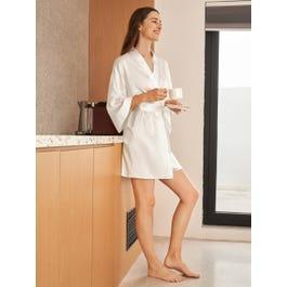 Glossy Silk Mini Robe For Women Product Image