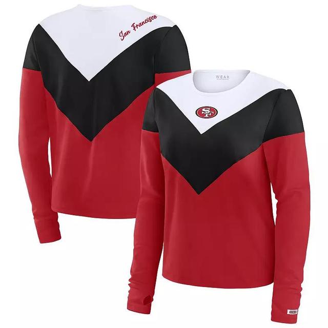 Womens WEAR by Erin Andrews Scarlet/Black San Francisco 49ers Plus Size Chevron Tri-Blend Long Sleeve T-Shirt Product Image