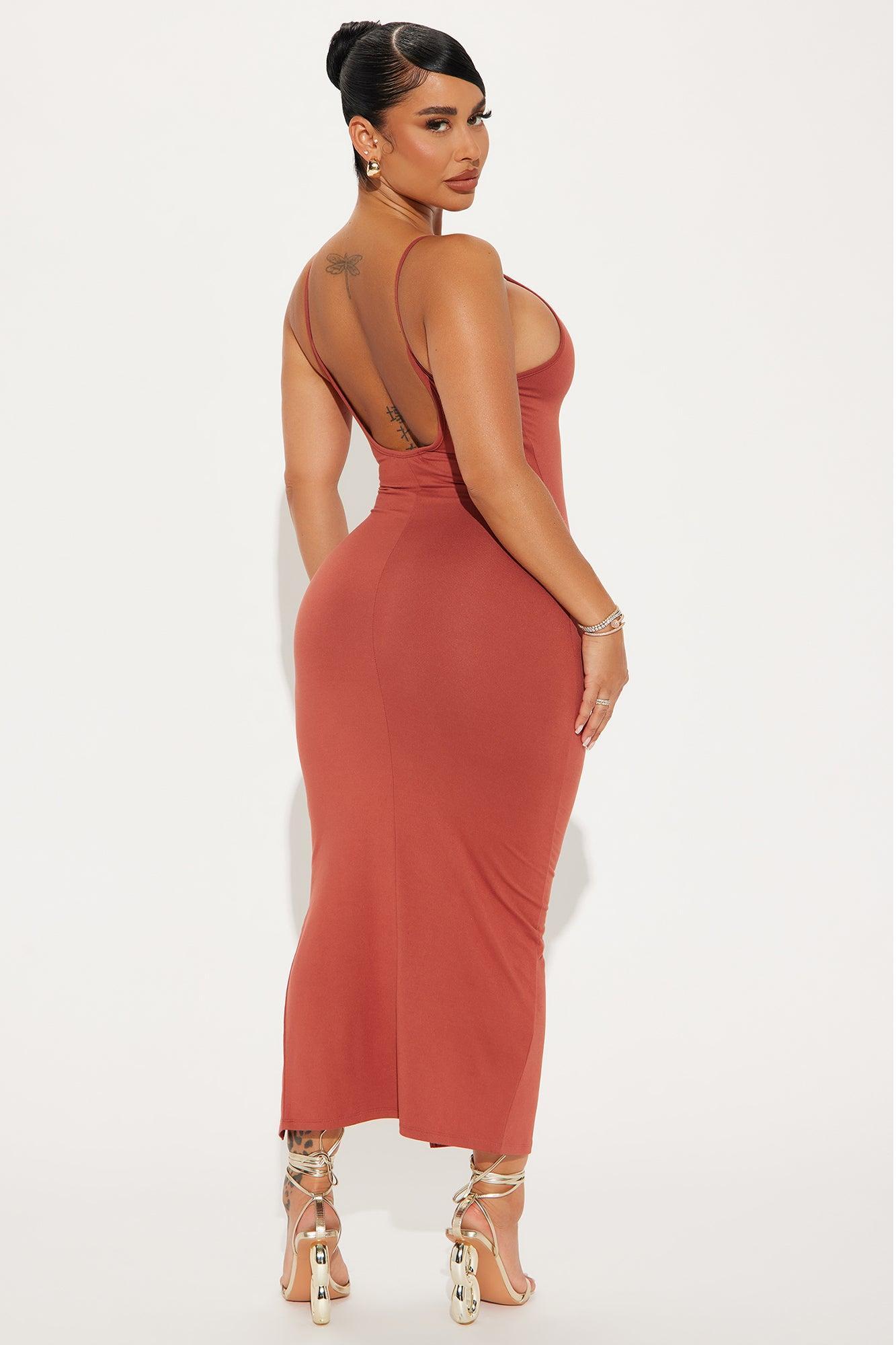 Helena High Neck Midi Dress - Marsala Product Image