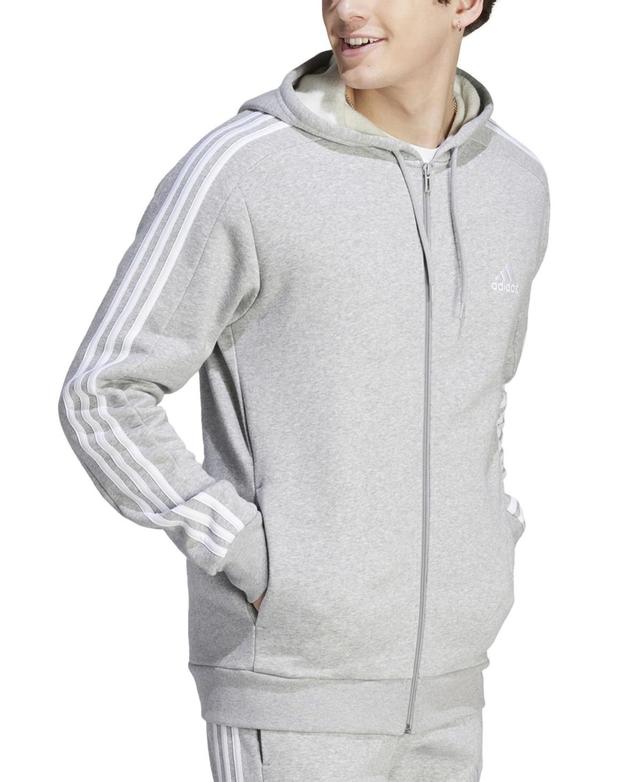 Mens adidas Sportswear Essentials Fleece 3-Stripes Full-Zip Hoodie Med Blue Product Image