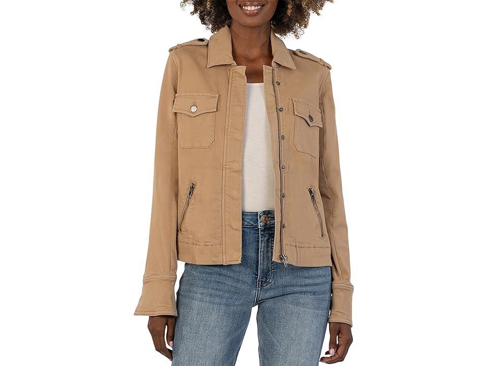 KUT from the Kloth Amanda Boxy Jacket -Frt Flaps Pockets-Frt Zipp-In (Cafe) Women's Vest Product Image