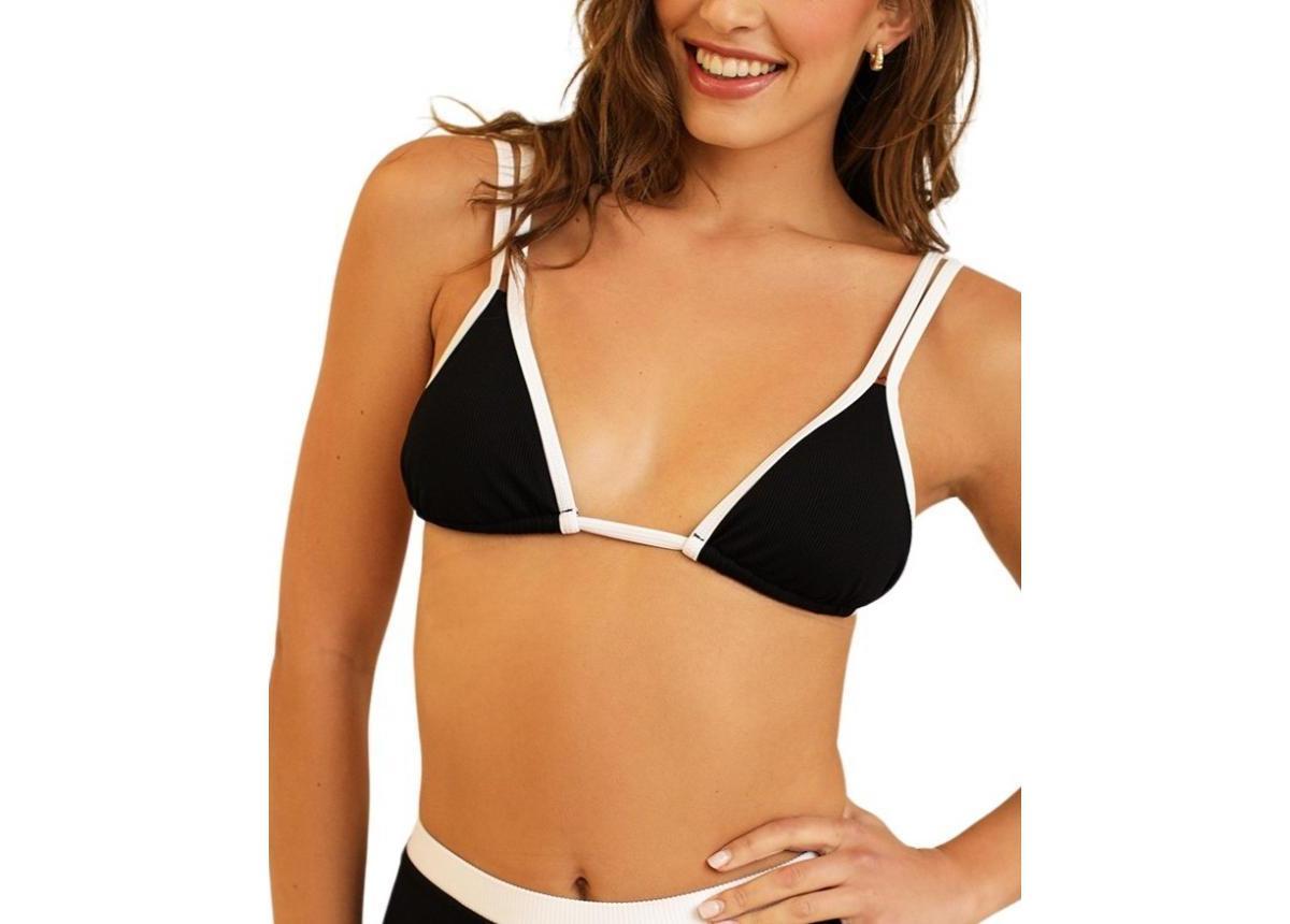 Dippin' Daisy's Women's Billy Double Strap Bikini Top in Black/White - Product Image