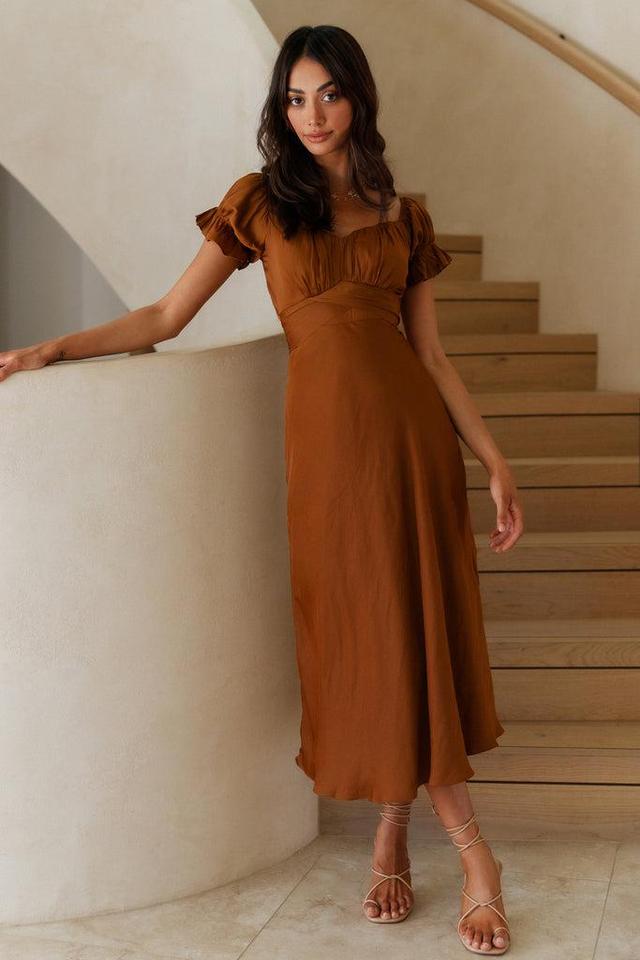 Sumatra Midi Dress Brown Product Image