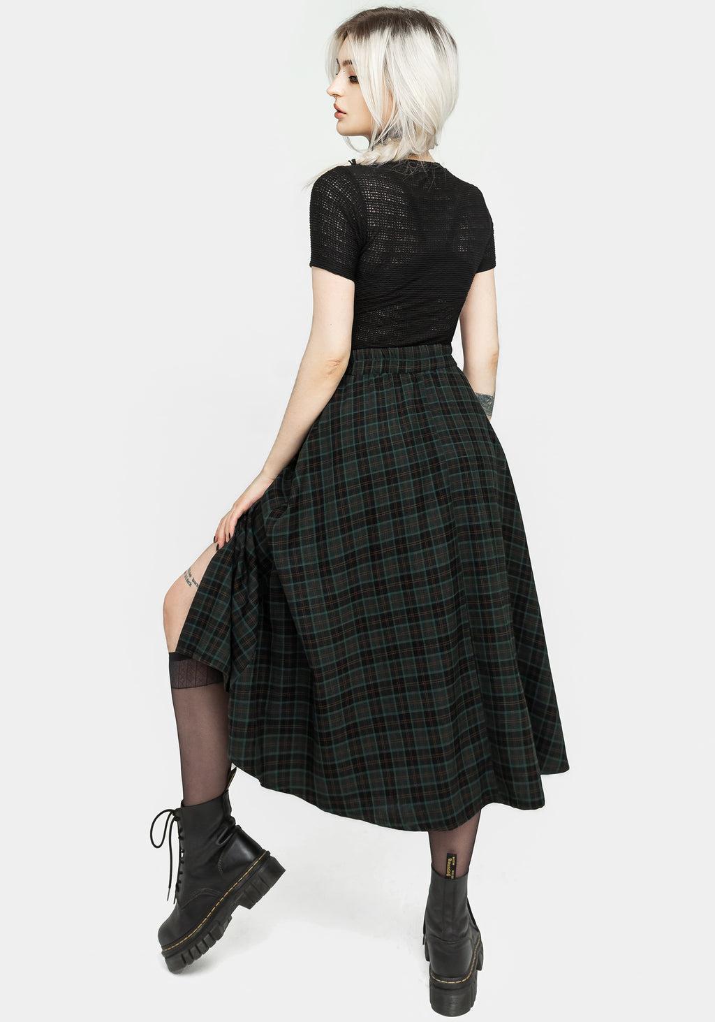 Nightingale Buckled Check Midi Skirt Product Image