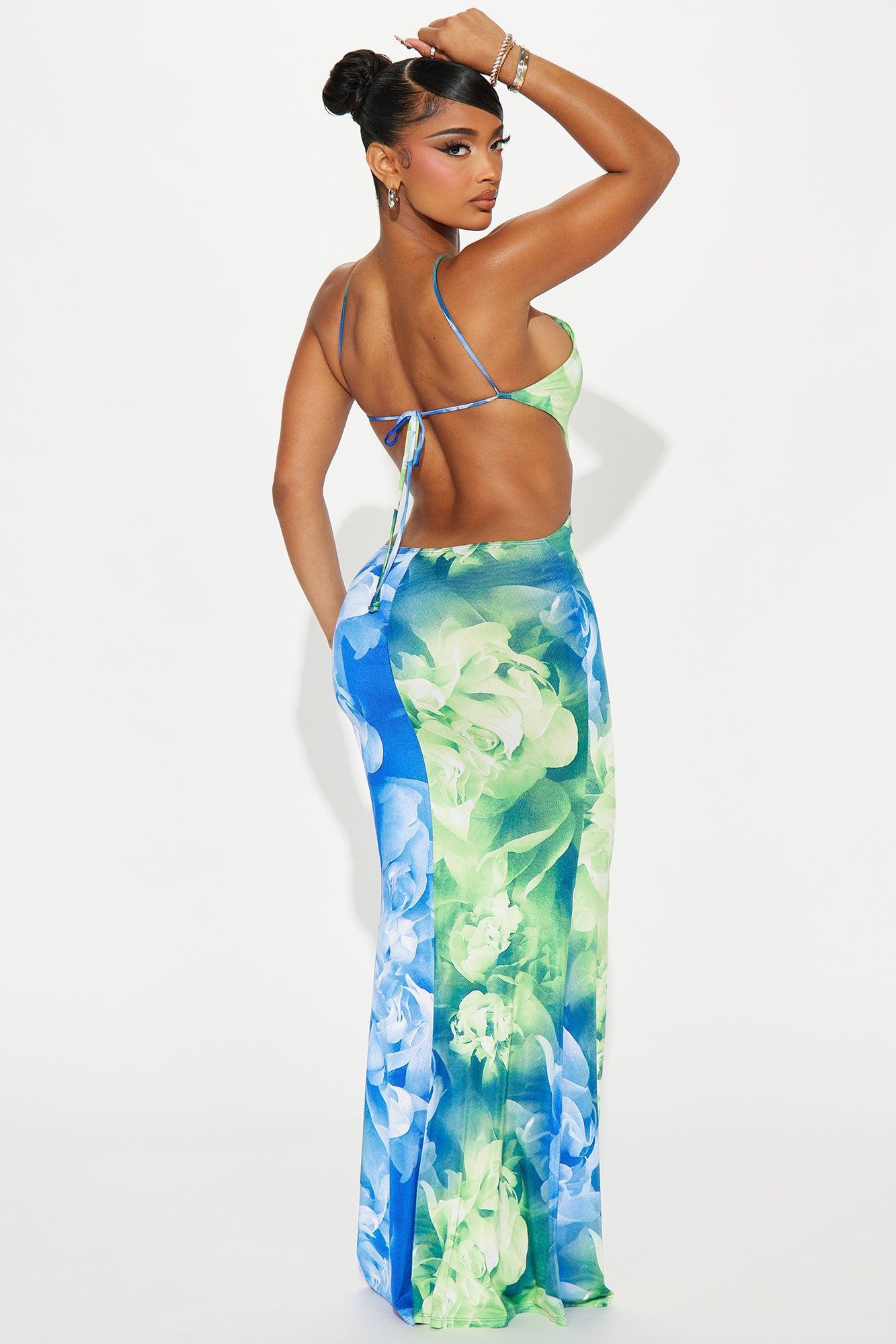 Pricilla Backless Maxi Dress - Blue/combo Product Image