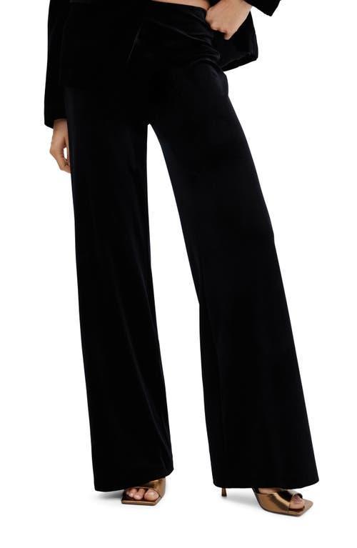 MANGO - Flared velvet pants blackWomen Product Image